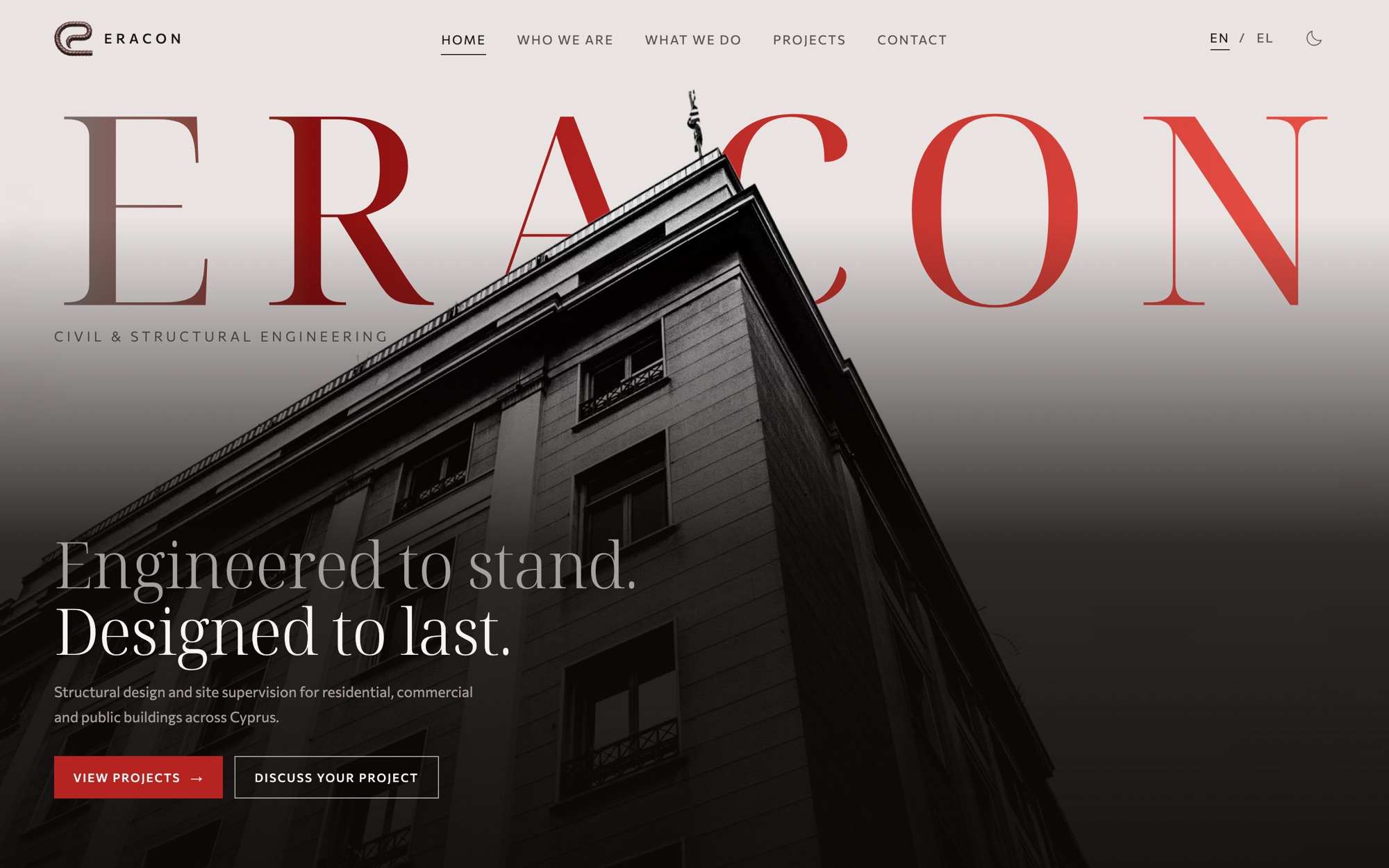 The homepage in the light theme