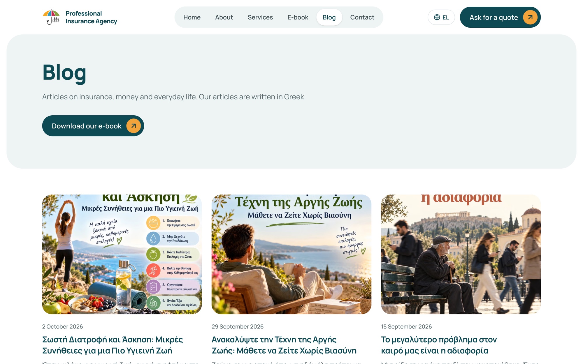 The blog, carried over from WordPress with all its posts and images